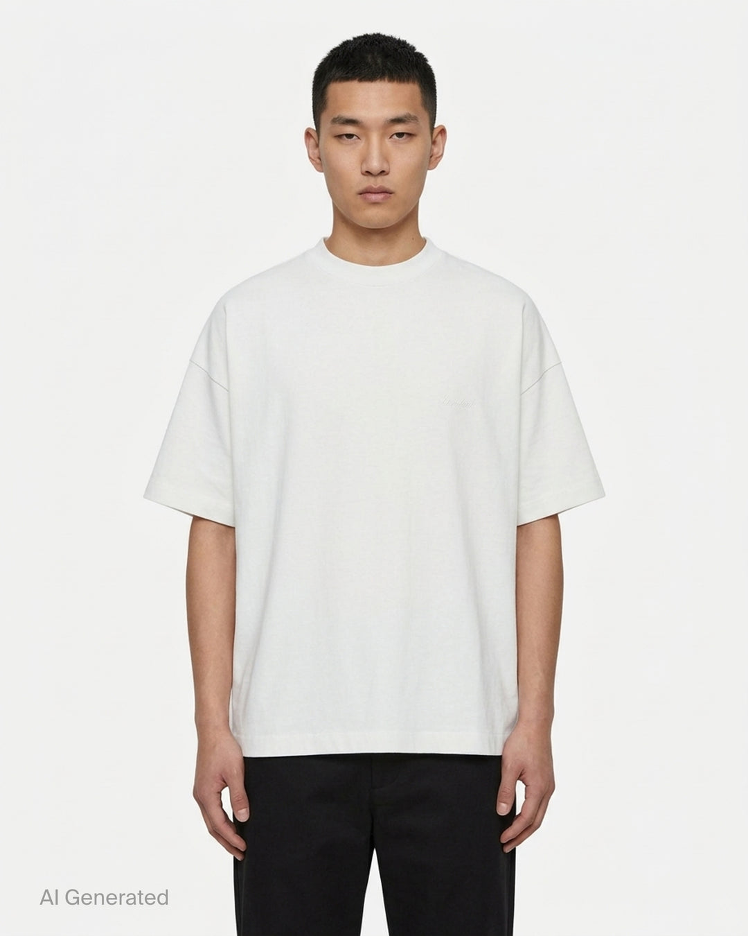 Fear of God Essentials Signature 90's Short Sleeve Tee in washed charcoal with oversized boxy fit and tonal embroidered script logo on the chest - front