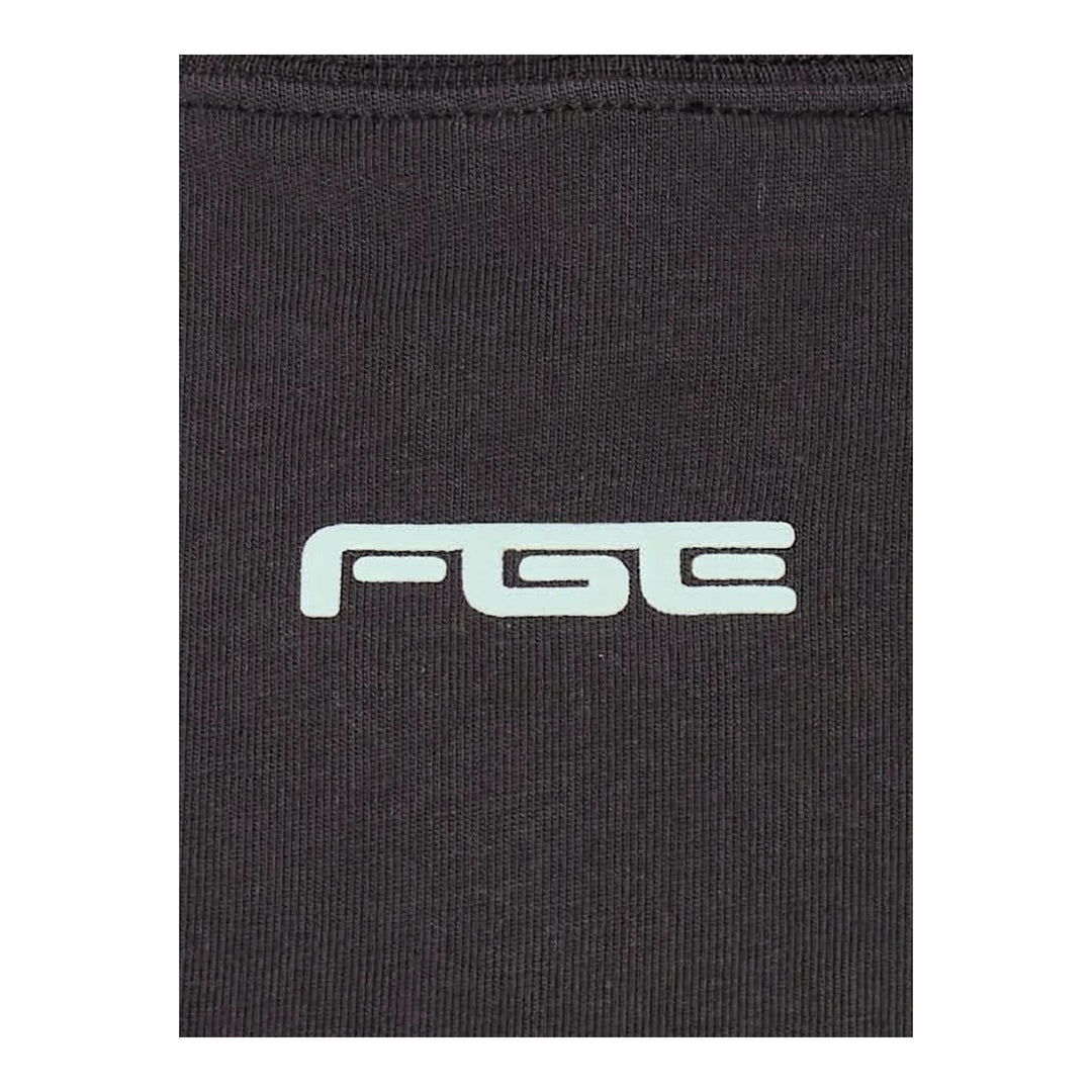 Fear of God ESSENTIALS women's slim mockneck tee in black with ribbed high neck, short sleeves and small white logo at the centre chest - packshot