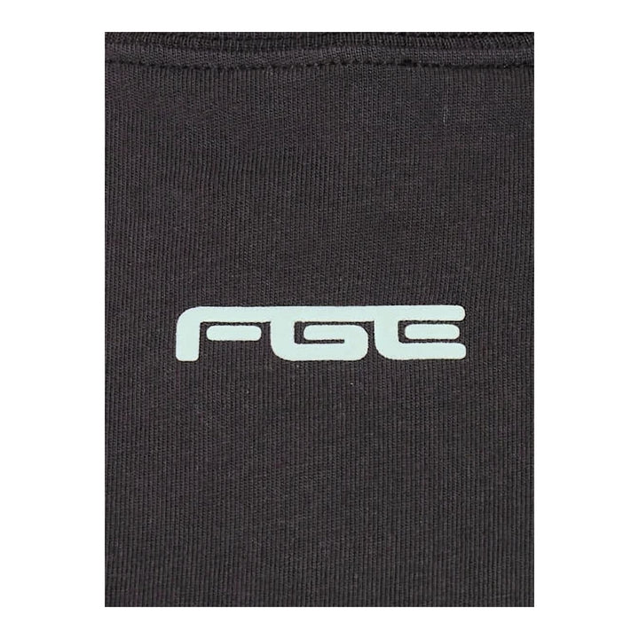 Fear of God ESSENTIALS women's slim mockneck tee in black with ribbed high neck, short sleeves and small white logo at the centre chest - packshot