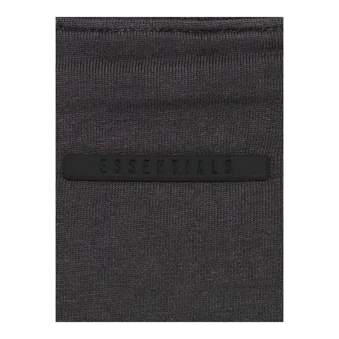 Fear of God ESSENTIALS women's slim mockneck tee in black with ribbed high neck, short sleeves and small white logo at the centre chest - packshot