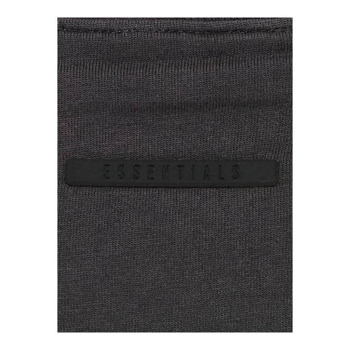Fear of God ESSENTIALS women's slim mockneck tee in black with ribbed high neck, short sleeves and small white logo at the centre chest - packshot
