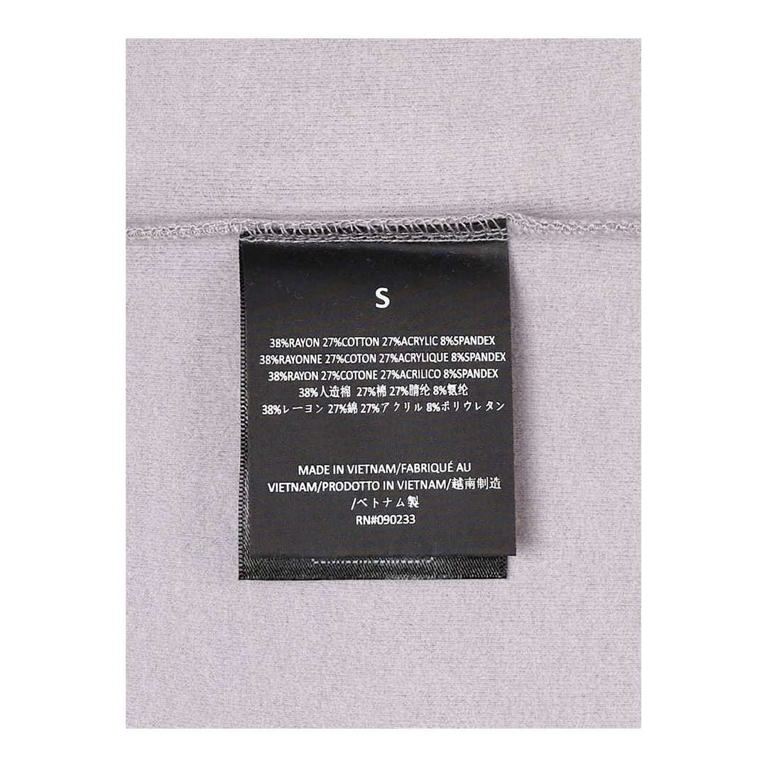 Fear of God Essentials women's tight tee in heathered taupe-grey with mock neckline and short sleeves, shown flat against a white background - packshot