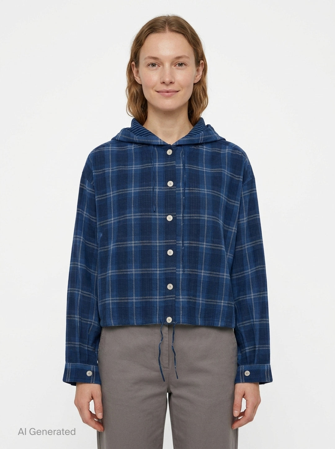 Check Hooded Shirt | Fritur | Club21 - front