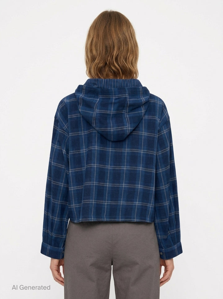 Check Hooded Shirt | Fritur | Club21 - back