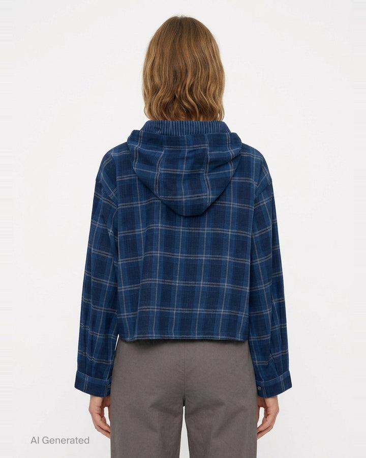 Check Hooded Shirt | Fritur | Club21 - back