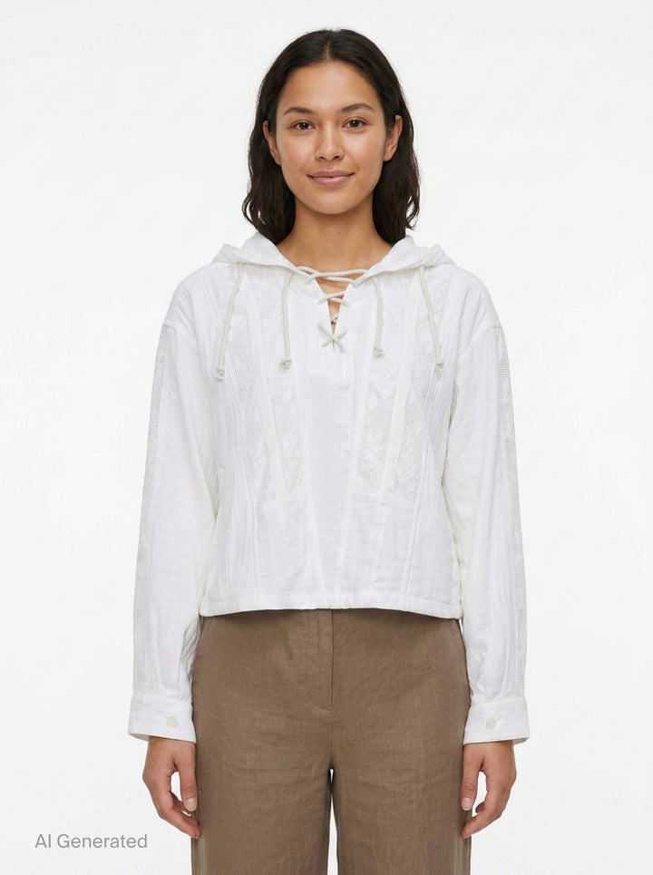 Crochet Lace Hoodie Shirt | Fritur | Club21 - front