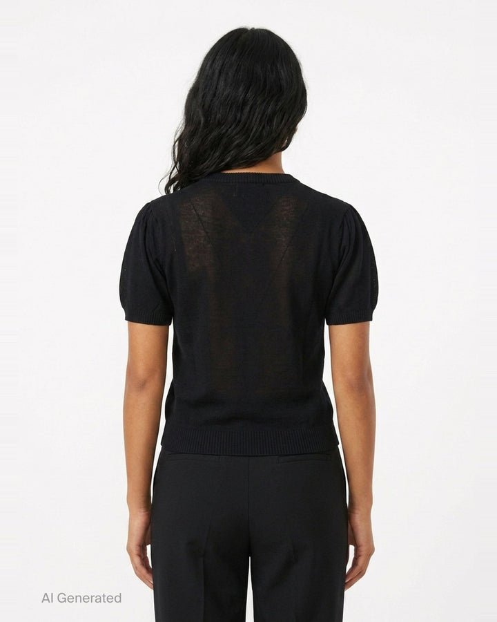 Argyle Knit T-Shirt | Ganni | Club21 - back