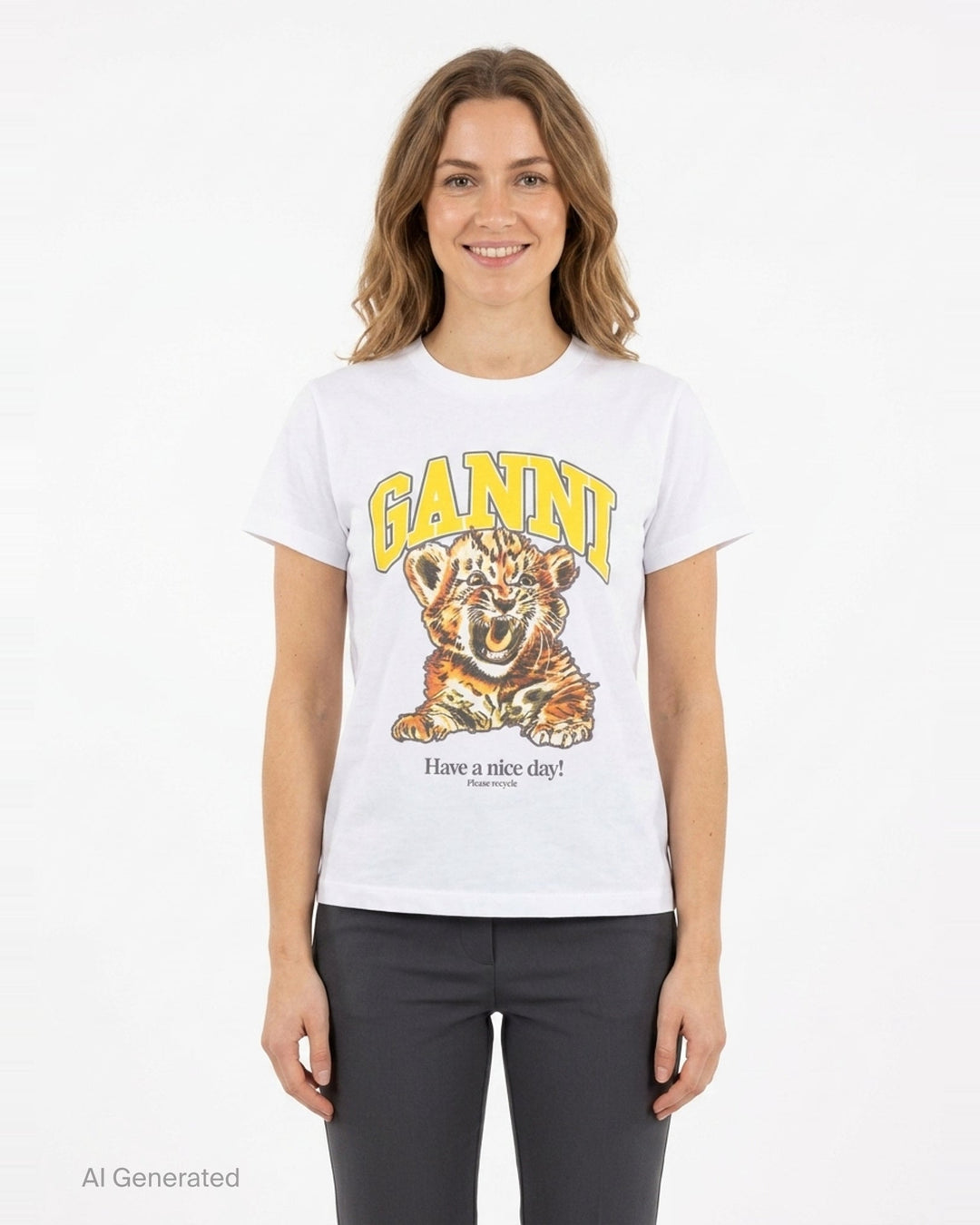Basic Cotton Jersey Baby Fit Tee | Ganni | Club21 - front