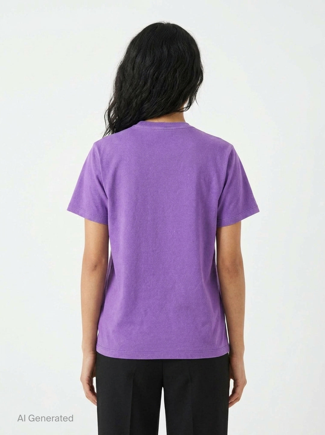 Ganni Future Heavy Relaxed Tee in purple with gothic pink dripping logo text and distressed teddy bear graphic holding a Ganni sign, set against a forest illustration, with 'Have a nice day! Please recycle' text below - back