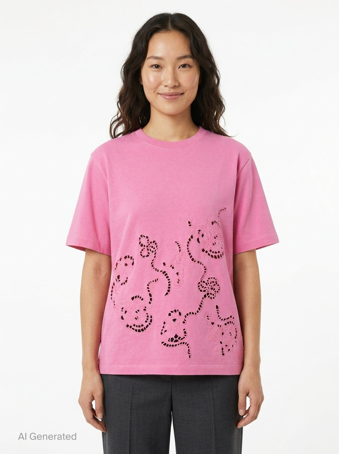 Heavy Cotton Embroidery Tee | Ganni | Club21 - front