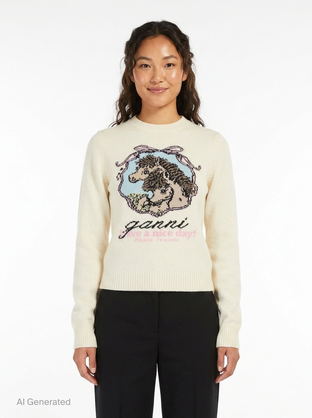 Horse Graphic Wool Sweater | Ganni | Club21 - front