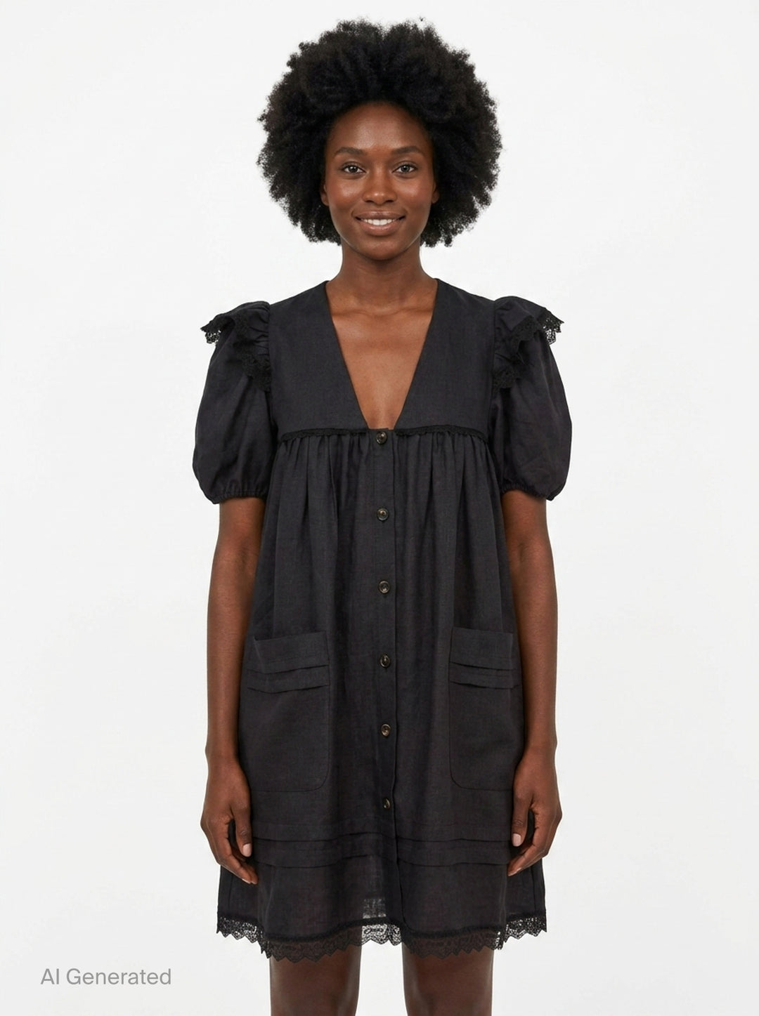 Light Linen Angel Mini Dress | Ganni | Club21 - front