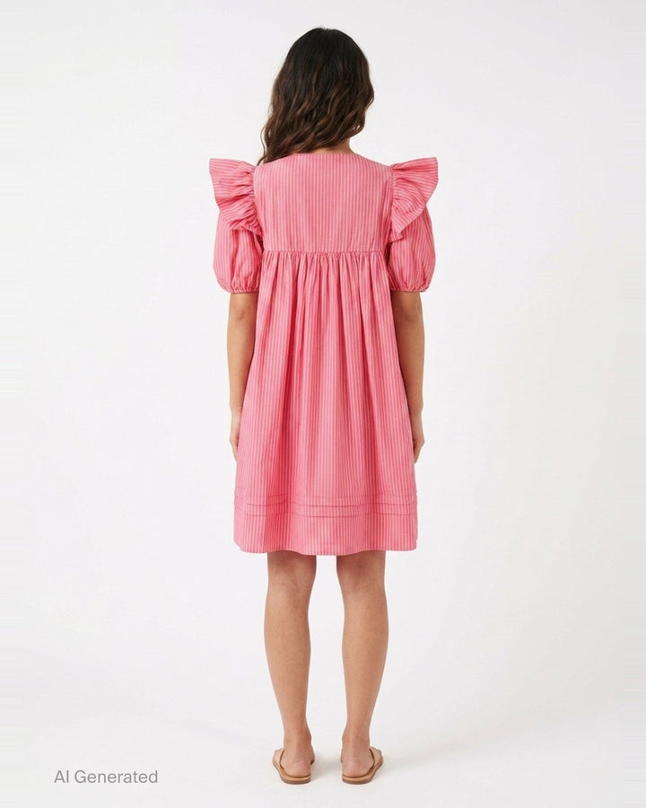 Oxford Stripe Angel Mini Dress | Ganni | Club21 - back