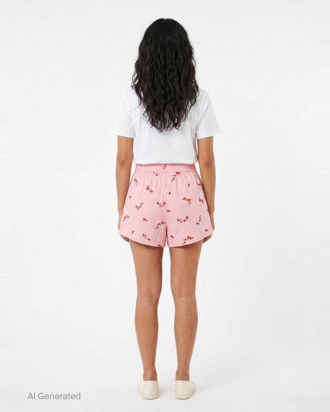 Printed Stretch Cotton Shorts | Ganni | Club21 - back
