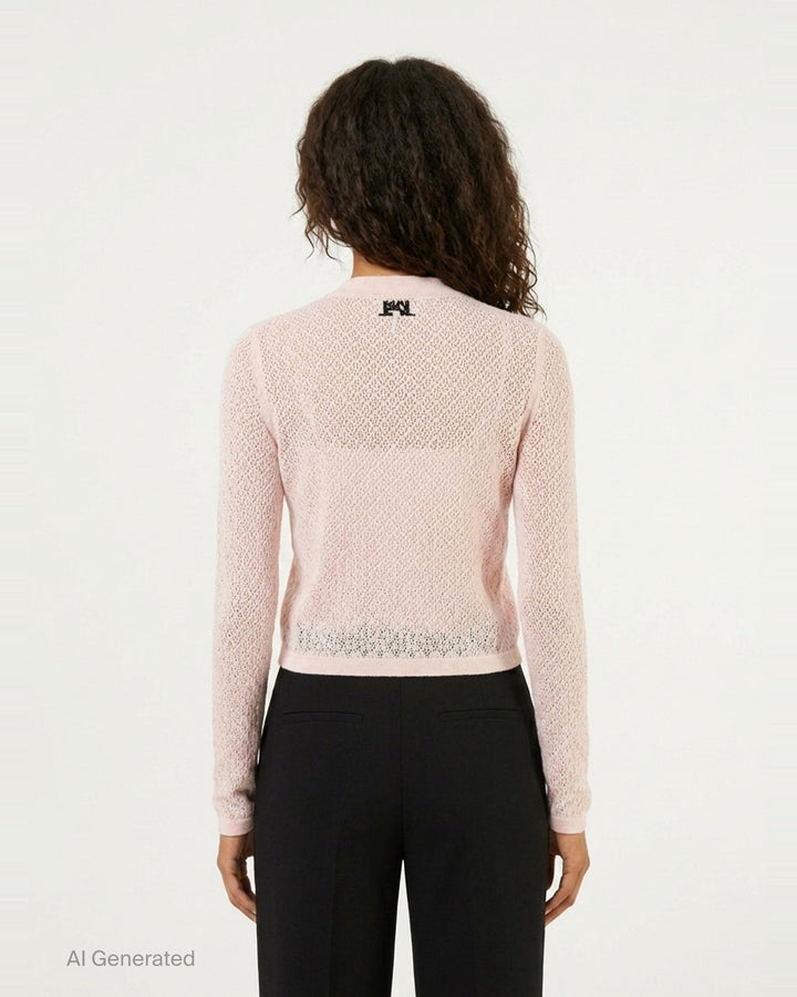 Shiny Viscose Pointelle Cardigan | Ganni | Club21 - back