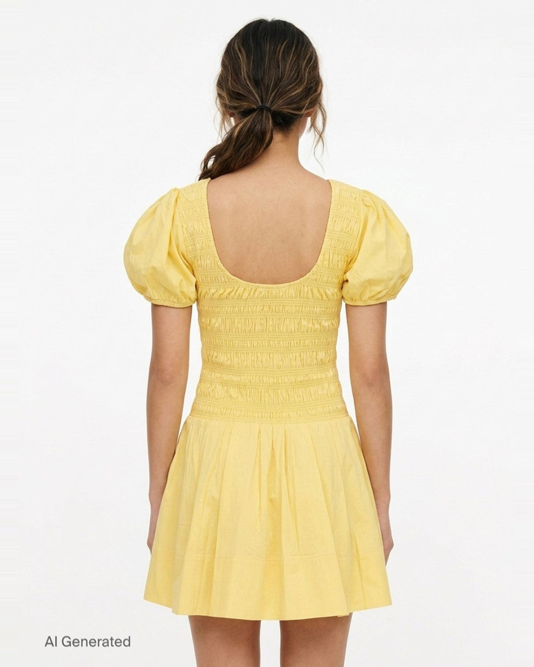 Smocked Cotton Mini Dress | Ganni | Club21 - back