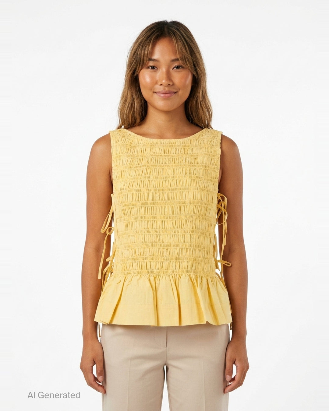 Smocked Peplum Blouse | Ganni | Club21 - front