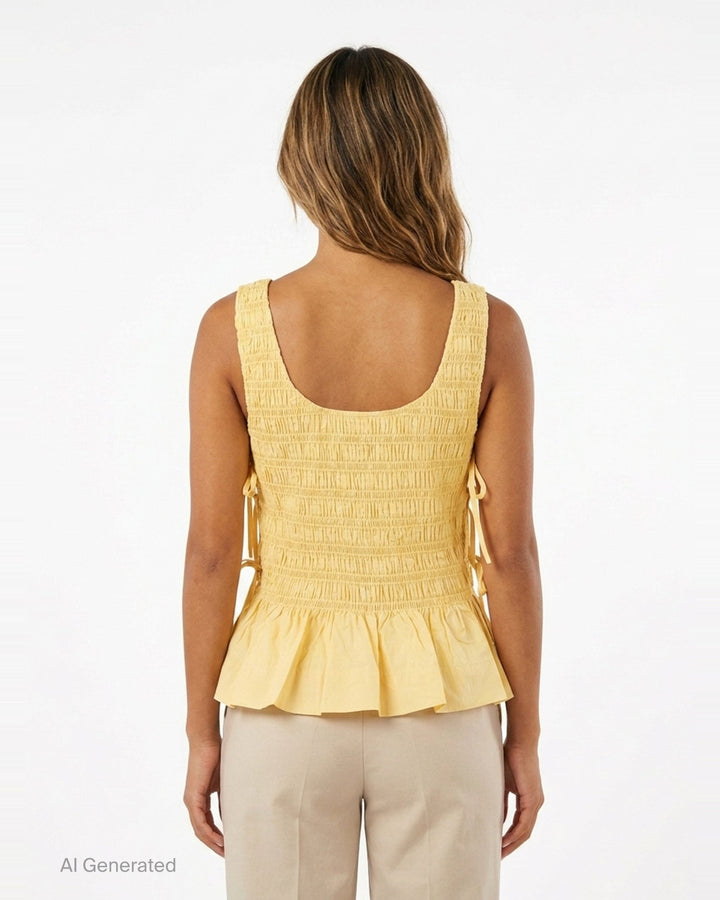 Smocked Peplum Blouse | Ganni | Club21 - back
