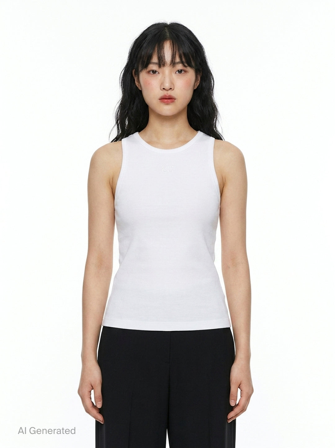 Soft Cotton Rib Tank Top | Ganni | Club21 - front