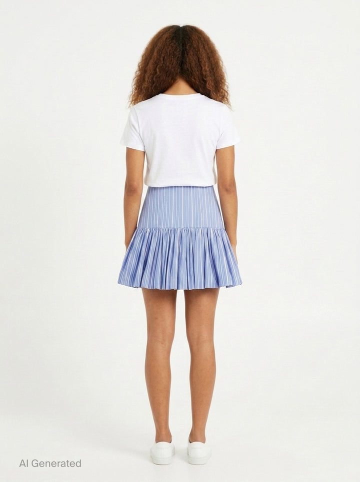 Stripe Cotton Mini Skirt | Ganni | Club21 - back
