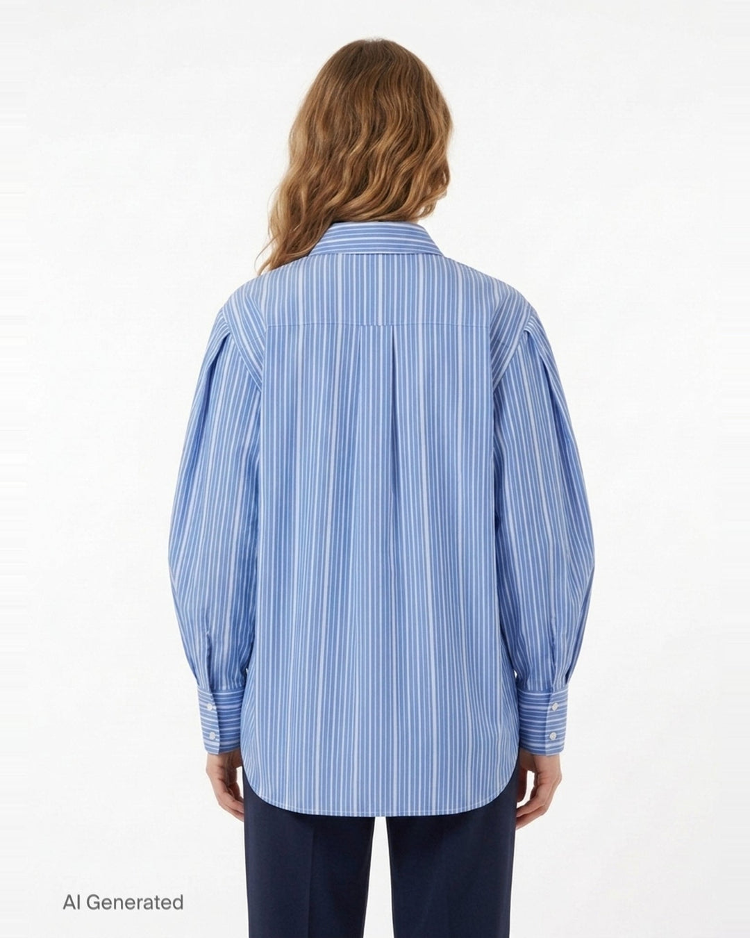 Stripe Cotton Pleated Sleeve Shirt | Ganni | Club21 - back