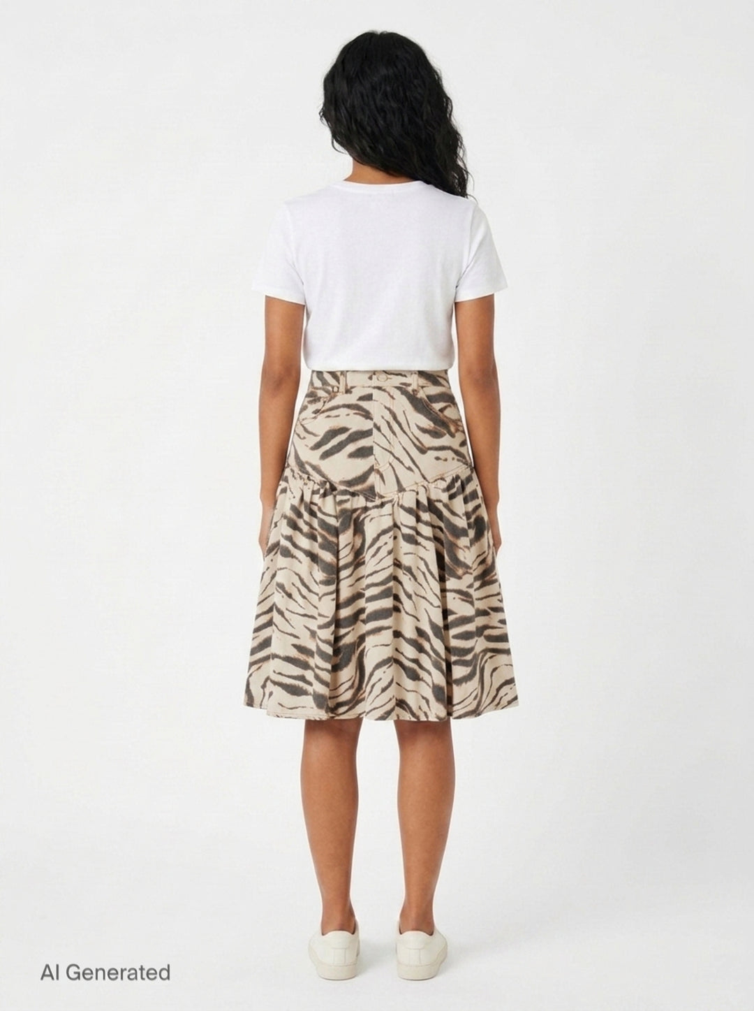Tiger Print Denim Midi Skirt | Ganni | Club21 - back