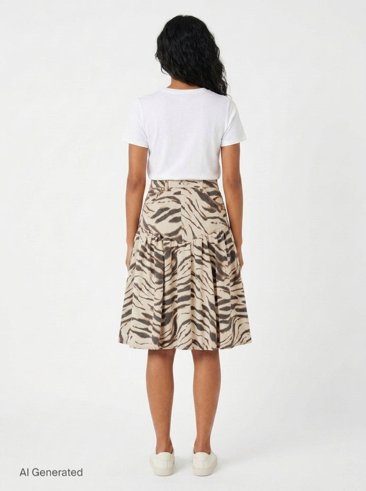 Tiger Print Denim Midi Skirt | Ganni | Club21 - back