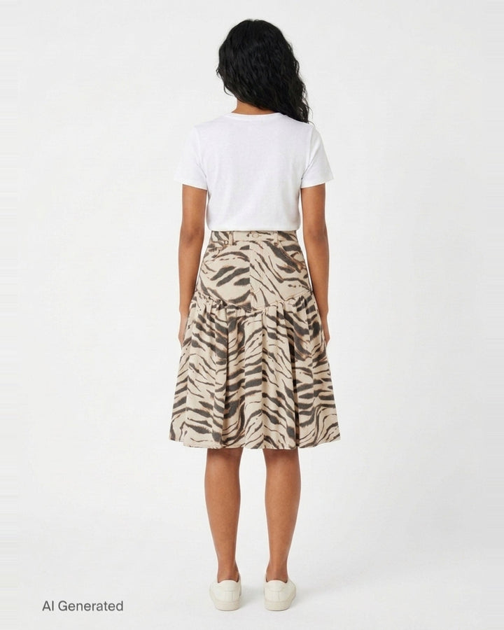 Tiger Print Denim Midi Skirt | Ganni | Club21 - back