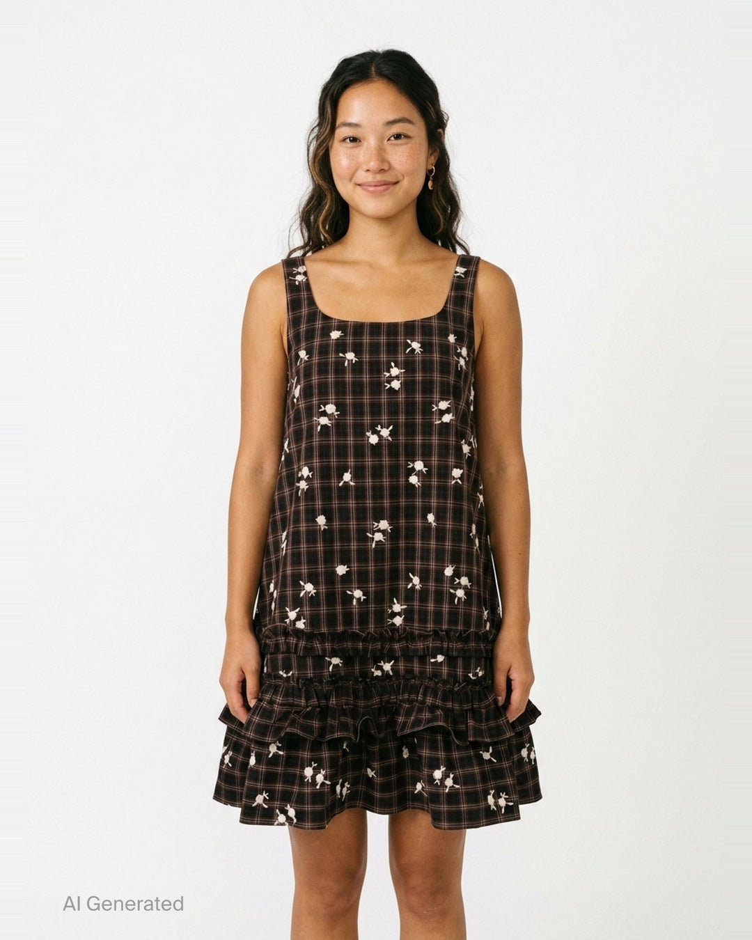 Yarn Dyed Check Mini Dress | Ganni | Club21 - front