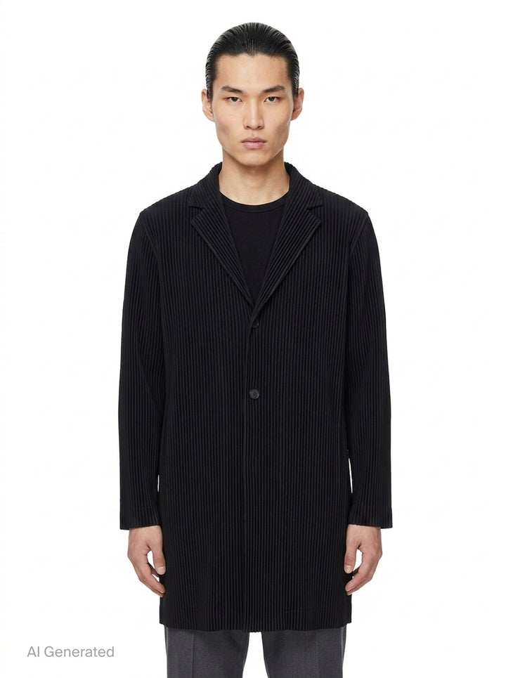 Basics Pleated Long Jacket | Homme Plissé Issey Miyake | Club21 - front
