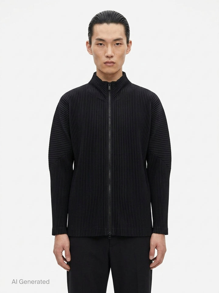 Basics Pleated Zip-Up Cardigan | Homme Plissé Issey Miyake | Club21 - front