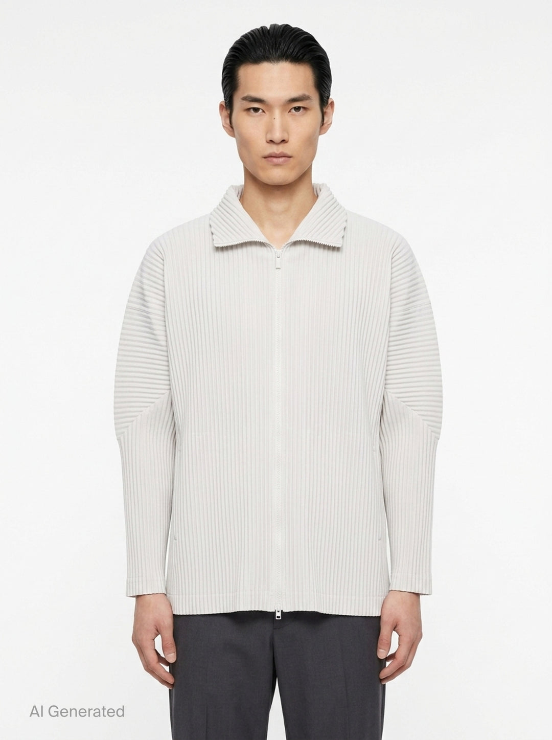 Basics Pleated Zip-Up Cardigan | Homme Plissé Issey Miyake | Club21 - front
