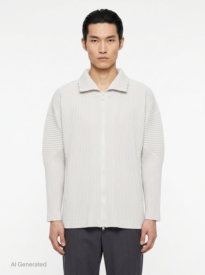 Basics Pleated Zip-Up Cardigan | Homme Plissé Issey Miyake | Club21 - front