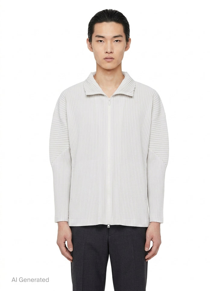 Basics Pleated Zip-Up Cardigan | Homme Plissé Issey Miyake | Club21 - front