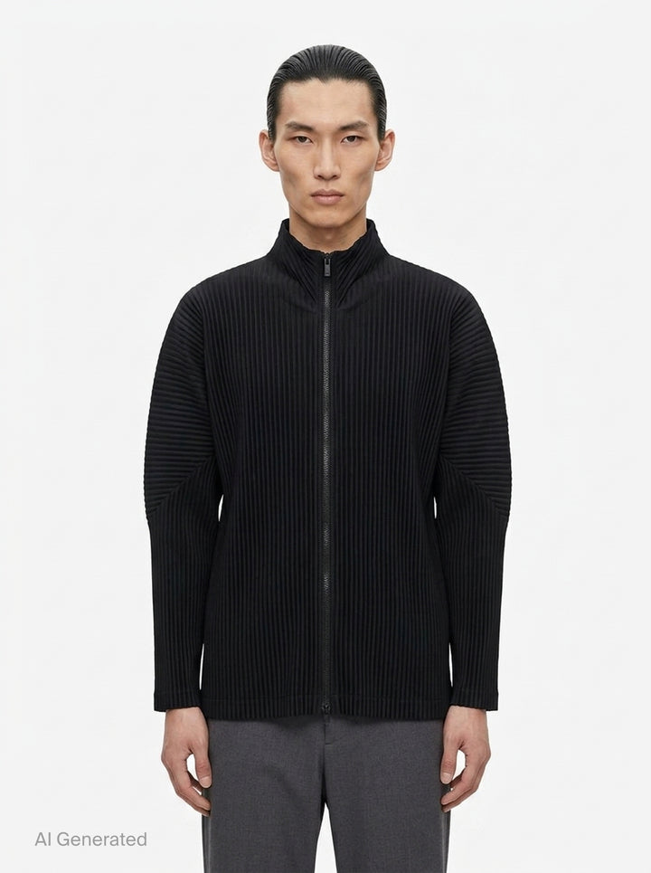 Basics Pleated Zip-Up Cardigan | Homme Plissé Issey Miyake | Club21 - front