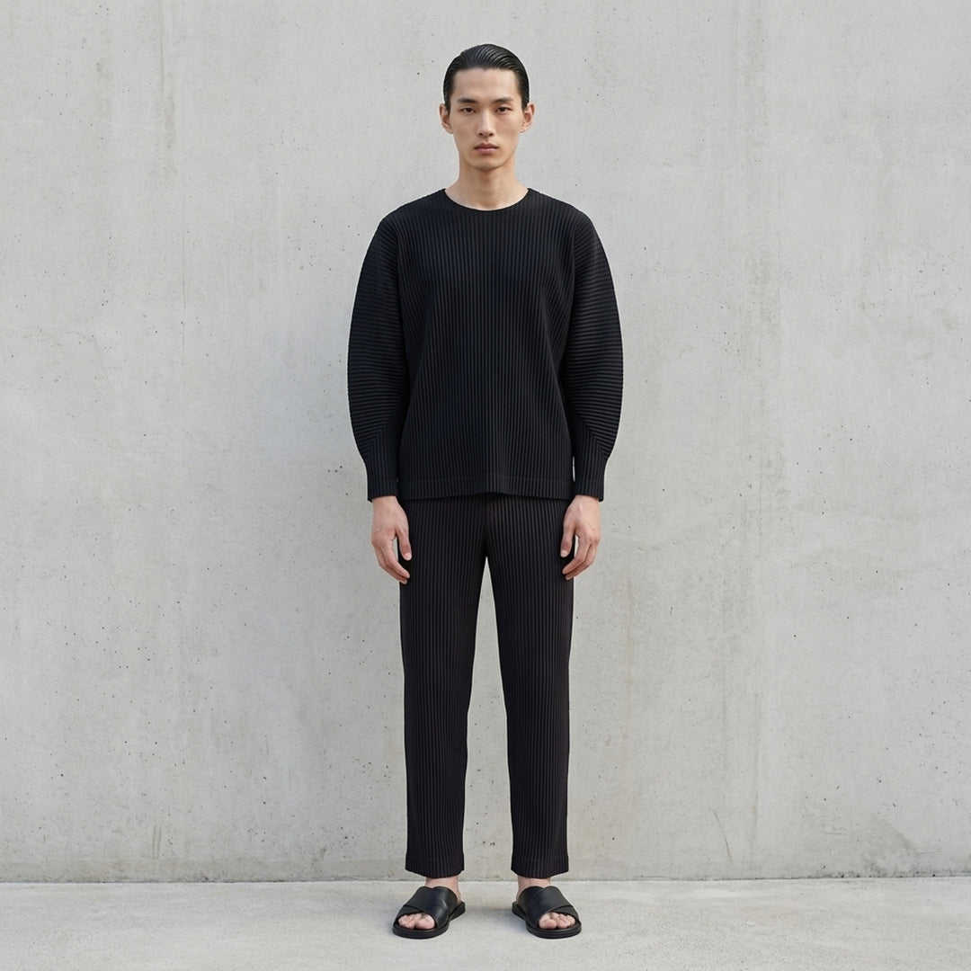 Black Pleated Crewneck Top | Homme Plissé Issey Miyake | Club21 - lifestyle