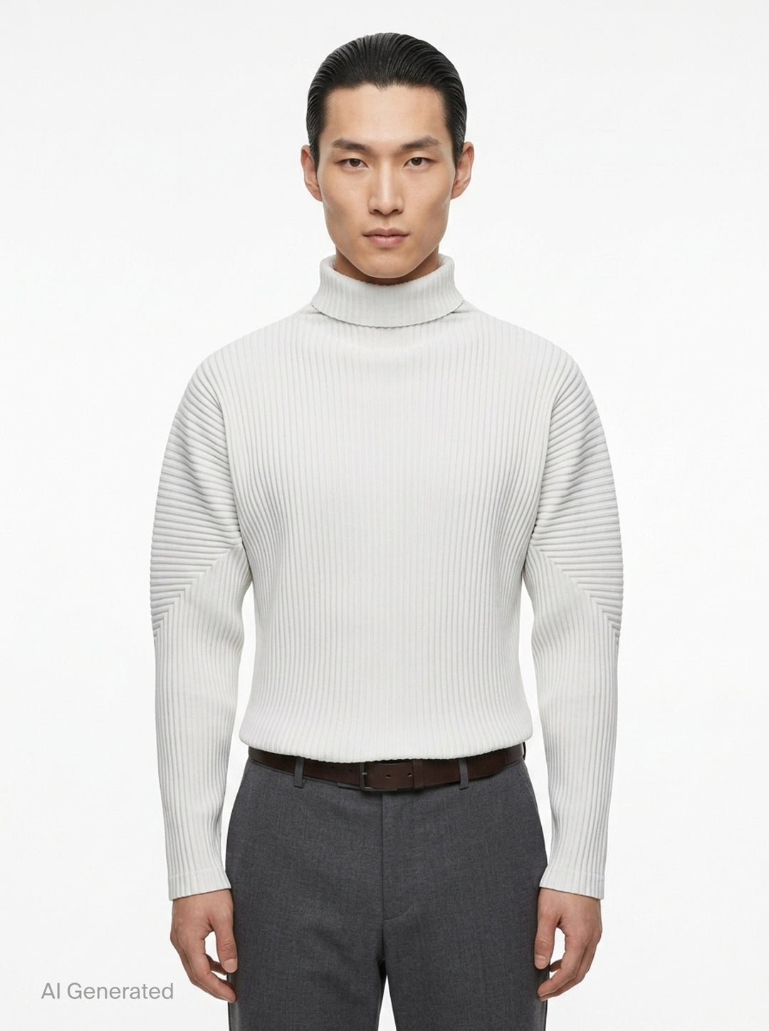 Black Pleated Turtleneck Top | Homme Plissé Issey Miyake | Club21 - front