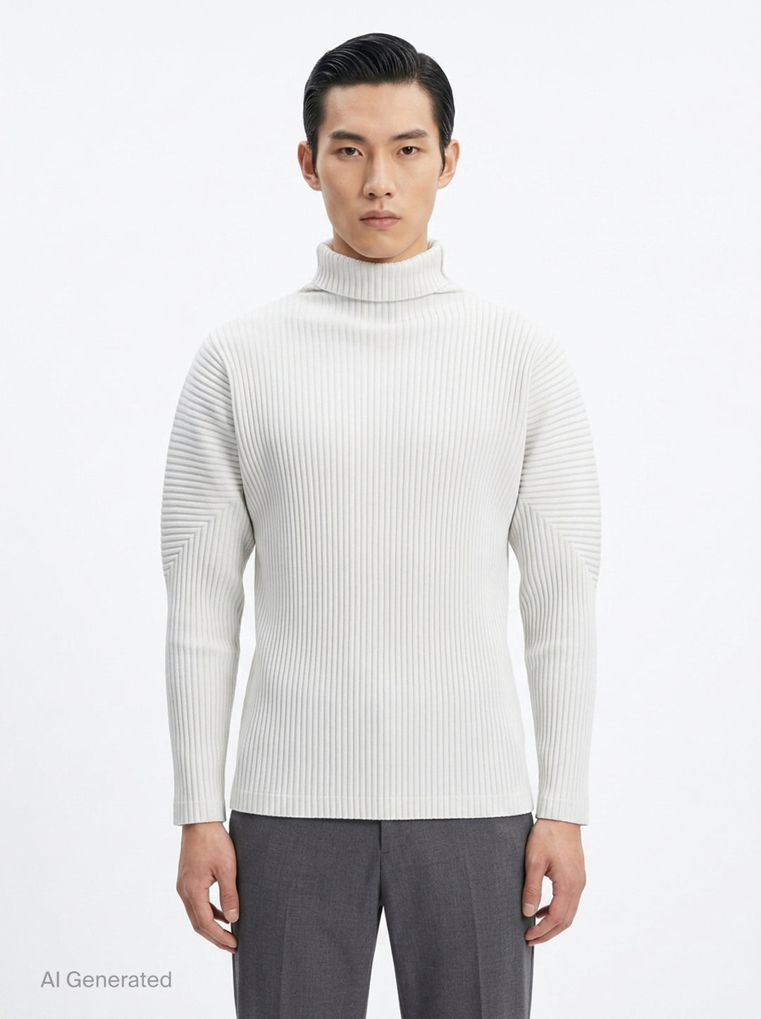 Black Pleated Turtleneck Top | Homme Plissé Issey Miyake | Club21 - front