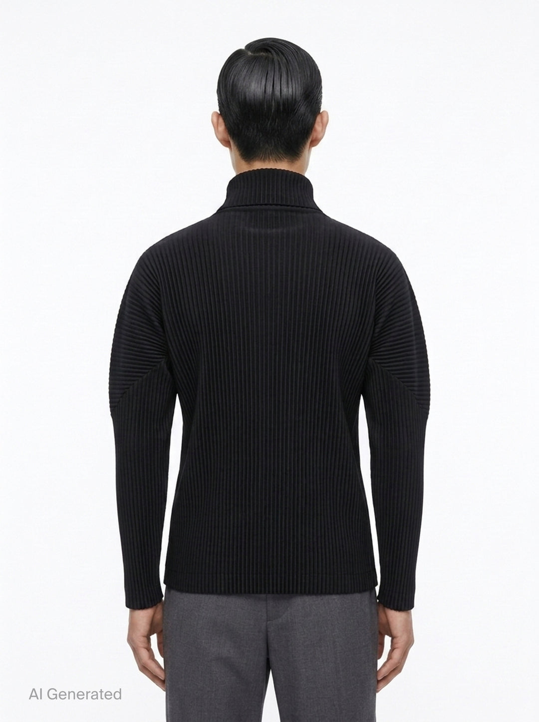 Black Pleated Turtleneck Top | Homme Plissé Issey Miyake | Club21 - back