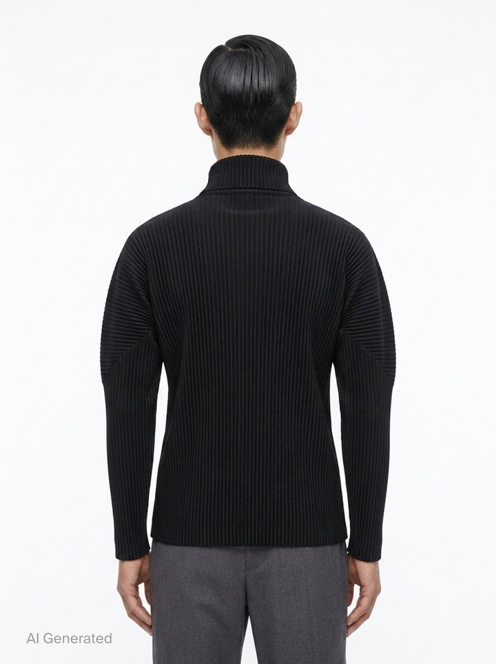 Black Pleated Turtleneck Top | Homme Plissé Issey Miyake | Club21 - back