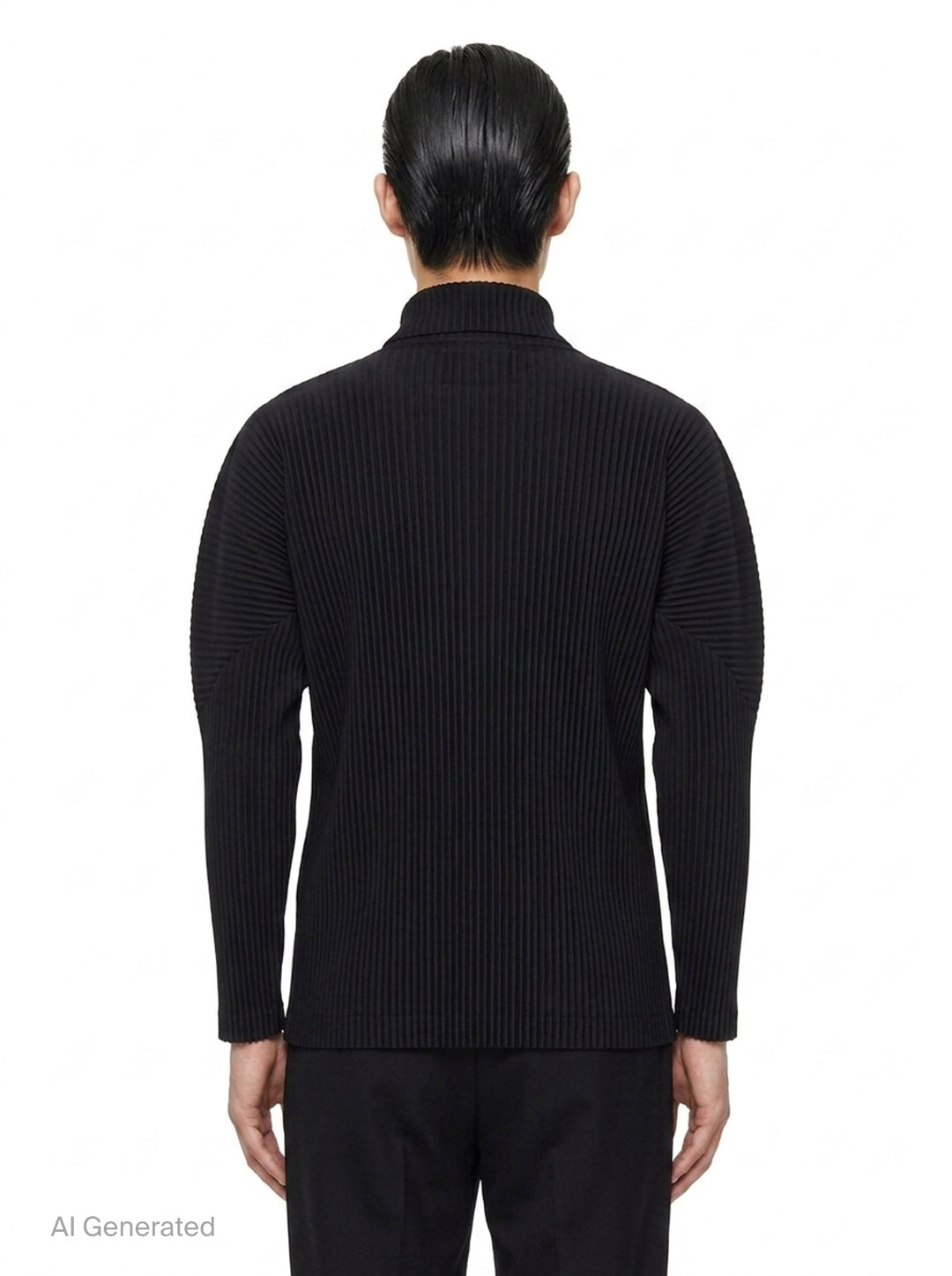 Black Pleated Turtleneck Top | Homme Plissé Issey Miyake | Club21 - back