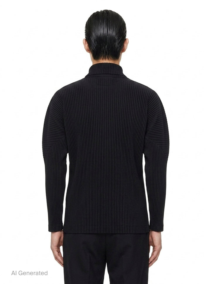Black Pleated Turtleneck Top | Homme Plissé Issey Miyake | Club21 - back