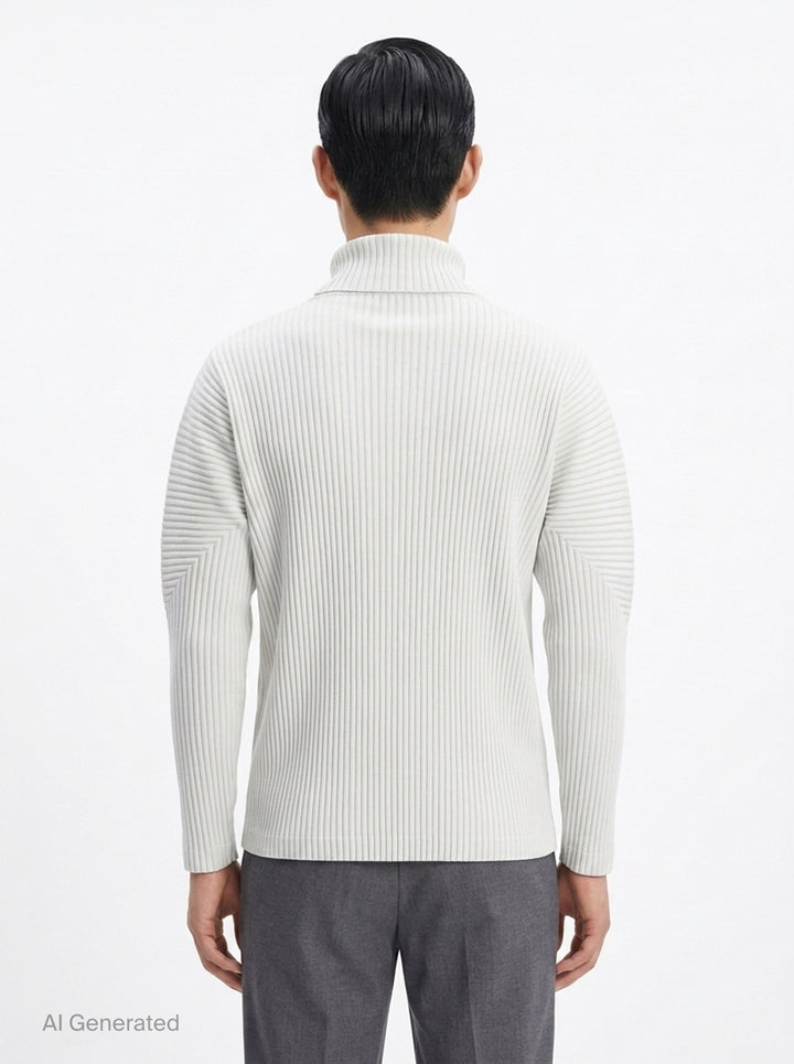 Black Pleated Turtleneck Top | Homme Plissé Issey Miyake | Club21 - back