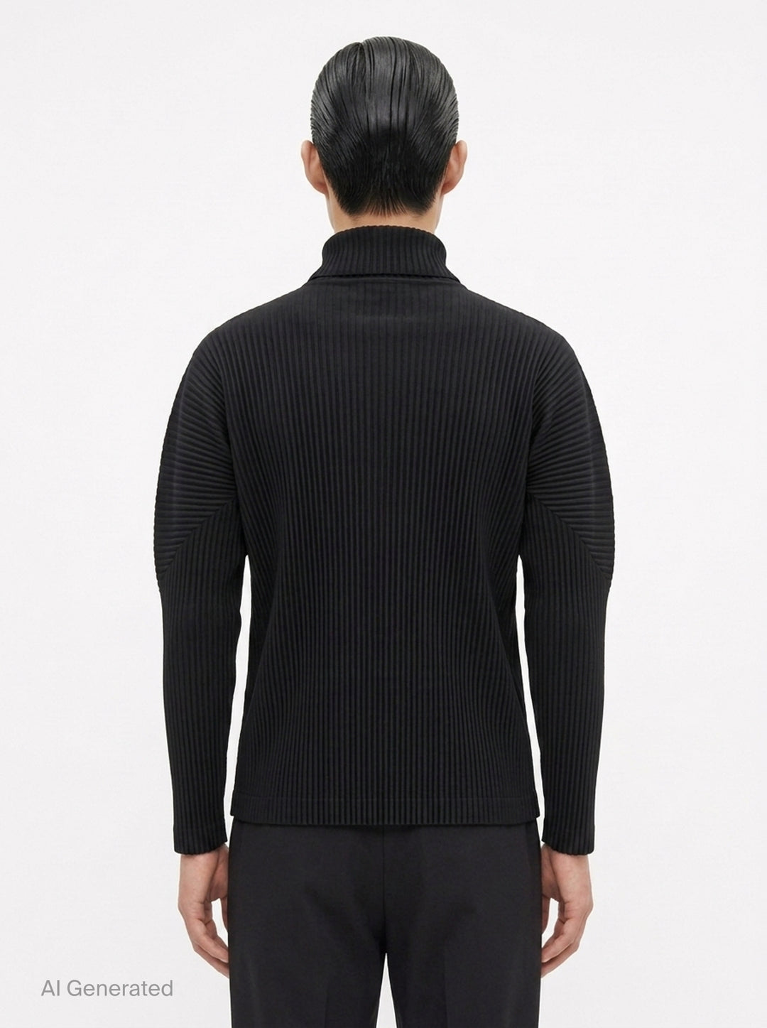 Black Pleated Turtleneck Top | Homme Plissé Issey Miyake | Club21 - back