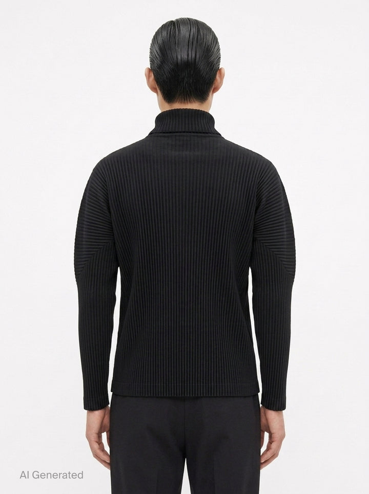 Black Pleated Turtleneck Top | Homme Plissé Issey Miyake | Club21 - back