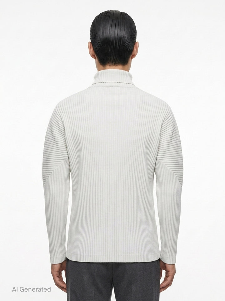 Black Pleated Turtleneck Top | Homme Plissé Issey Miyake | Club21 - back