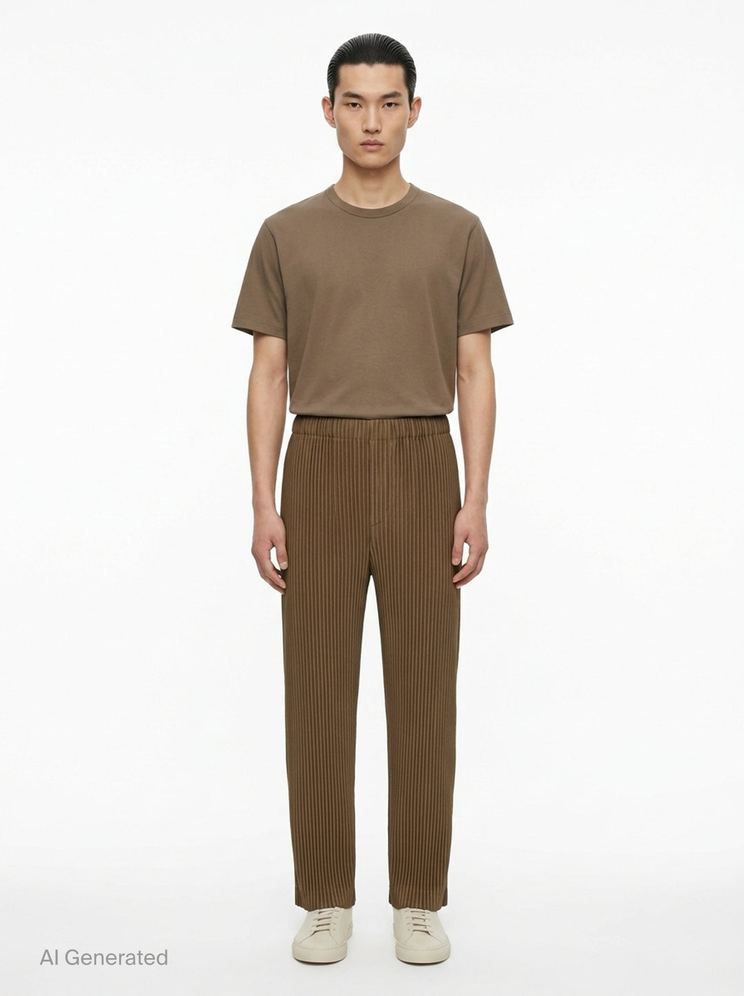 Homme Plissé Issey Miyake Color Pleats 2 pleated pants in teal with signature vertical steam pleats and elastic waistband, straight-leg silhouette, front view - front