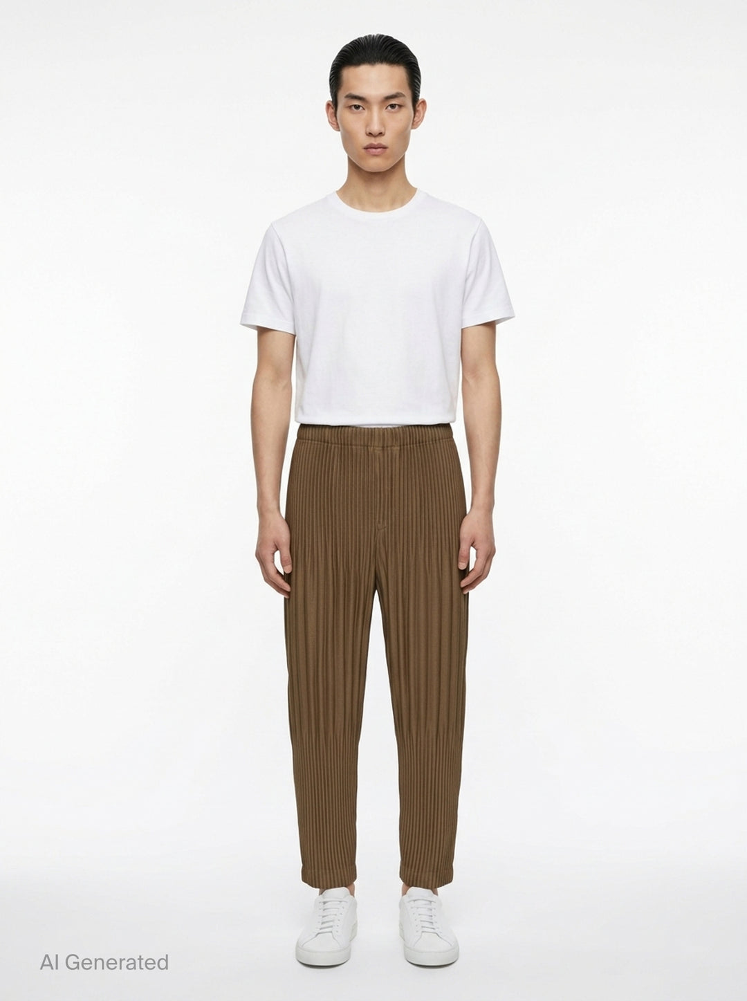 Homme Plissé Issey Miyake Color Pleats 2 pleated pants in teal, featuring all-over vertical pleating, elasticated waistband, and tapered cropped leg - front