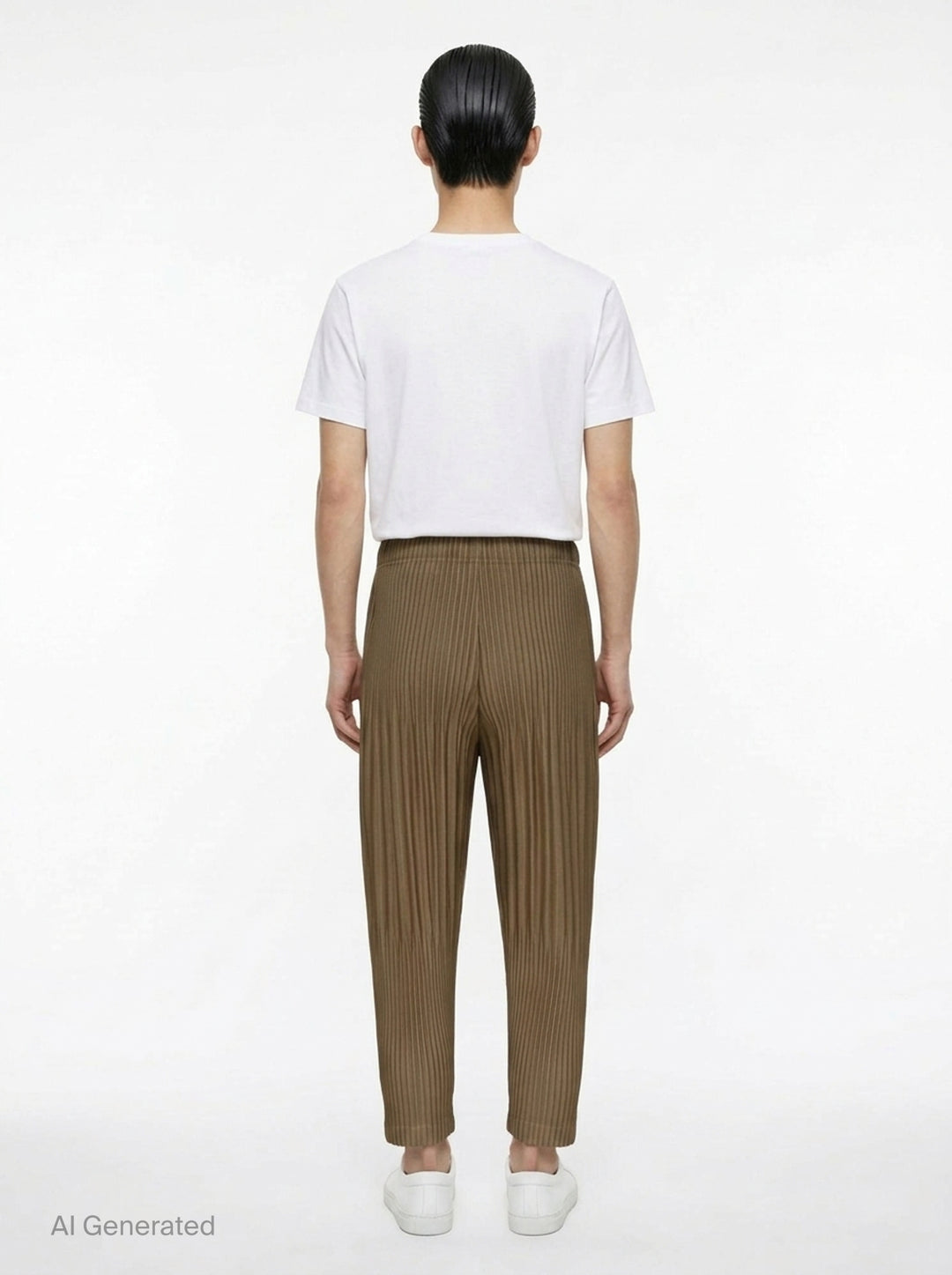 Homme Plissé Issey Miyake Color Pleats 2 pleated pants in teal, featuring all-over vertical pleating, elasticated waistband, and tapered cropped leg - back