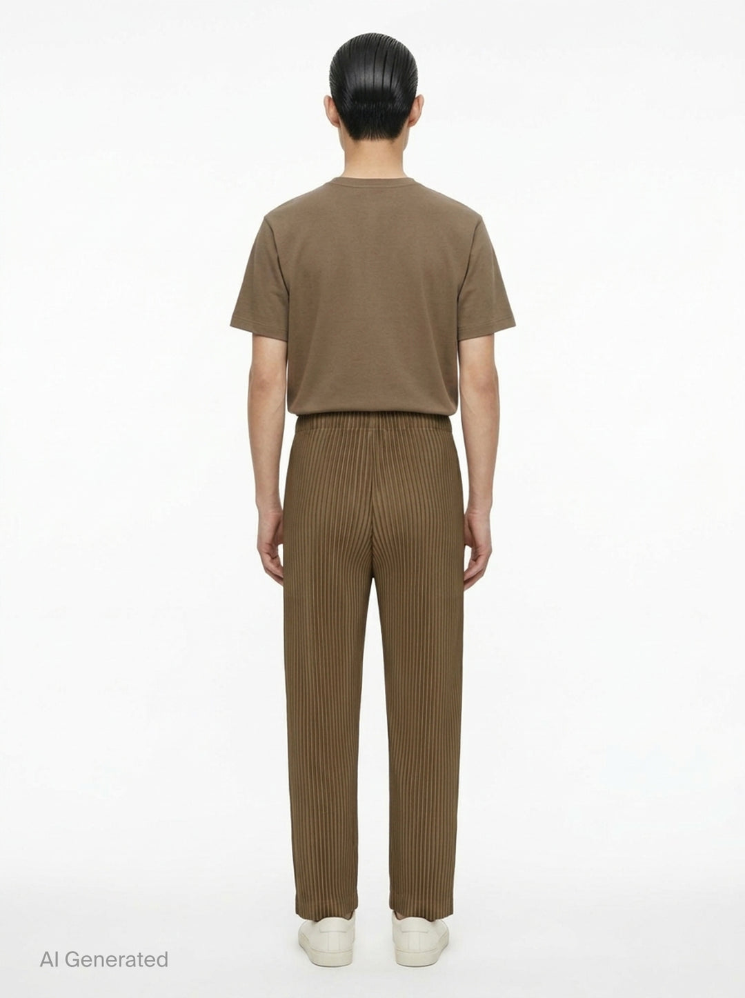 Homme Plissé Issey Miyake Color Pleats 2 pleated pants in teal with signature vertical steam pleats and elastic waistband, straight-leg silhouette, front view - back